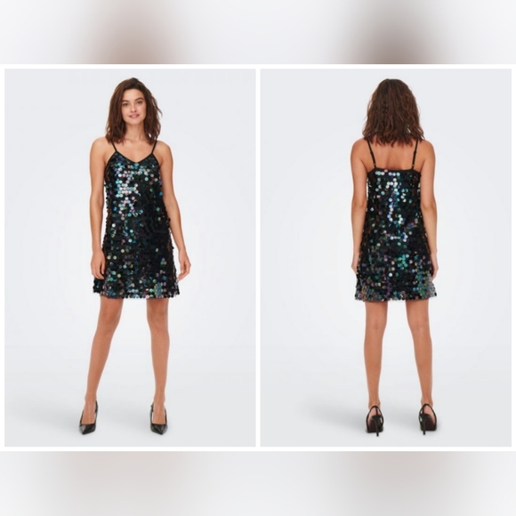 Only Dresses & Skirts - NWT Onlemili S/l Sequins Black Short Party Holiday Sexy Mini Dress